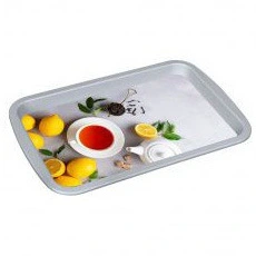 ПОДНОС УНИВЕРСАЛЬНЫЙ С ДЕКОРОМ 293X193X20 ММ (Светло-серый)