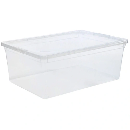 Контейнер универсальный с крышкой для хранения вещей, прозрачный, 30*14*37см, 10л