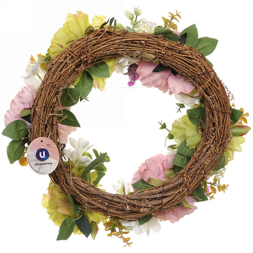 Искусственный цветы венок Фантазия 42см цвет нежно-белый_4