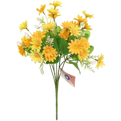 Искусственные цветы Ромашки 29см 28 цветков желтые_3