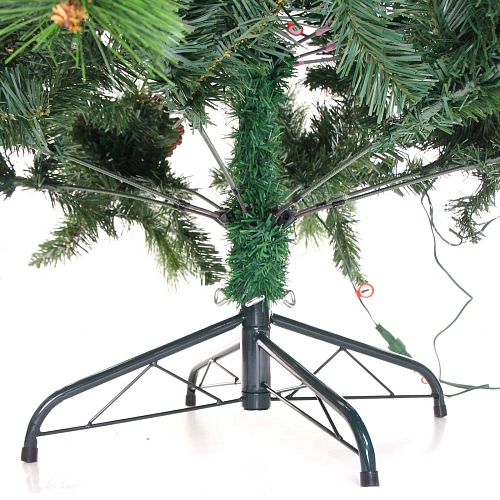 Елка светодиодная Лесная метель 180 см, ПВХ+леска (шишки и напыление), 671 ветка, 190 ламп LED, Теплый белый_6