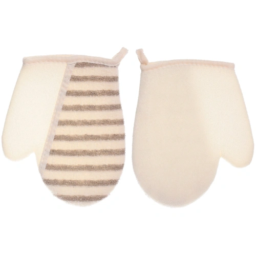 Мочалка - варежка массажная "SANTA MONIKA - BOKALLI", цвет белый / серый, 22*18см (зип пакет и наклейка Ultramarine)