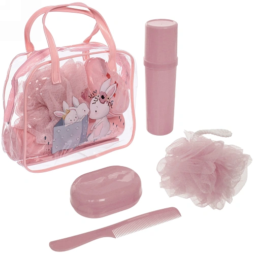 Набор банный дорожный 4шт Bon voyage - Nice family, (мочалка, футляр 2шт, расческа), микс 3 цвета, 20167 см_15