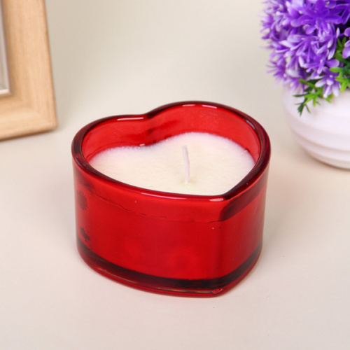 Свеча в стакане "Сердечко" 8*4,8 см, Красный