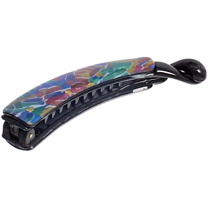 Заколка - банан для волос "AKS-EMPIRE", цвет черный / разноцветная фреска, 11*2см (пакет с подвесом)