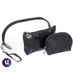 Косметички 3шт "ФРАТЕЛЛИ", цвет черный, 24*16*8см (лейбл Ultramarin)