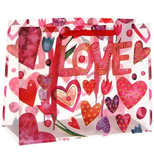 Пакет подарочный "Радость - Любовь" 27*21*11 см
