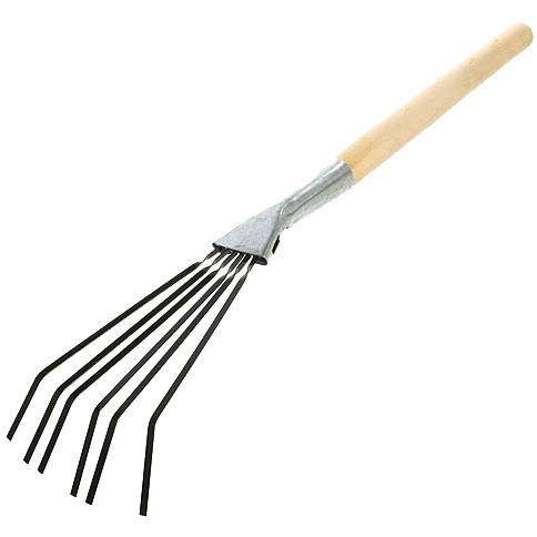 Грабельки веерные пластинчатые 6-ти зубые оцинкованные с ручкой
