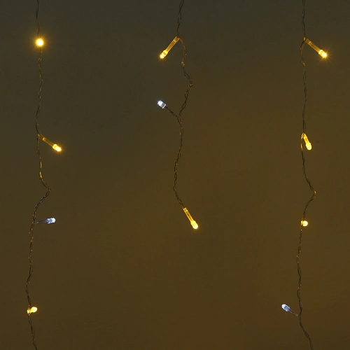 Гирлянда для дома БАХРОМА Мерцание ш1,5м в3050 см 48 ламп LED, прозрачнпров, авторежим, IP-20, Теплый белыйБелое мерцание_2