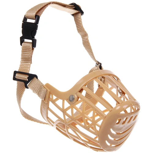 Намордник гуманный из гибкого пластика Мой Бро, цвет светло - бежевый, №5 (лейбл)_3