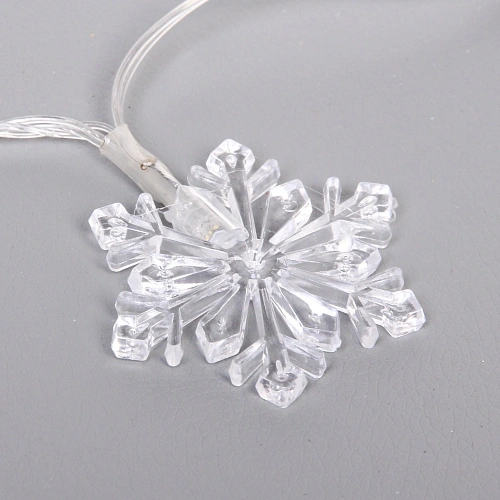 Гирлянда для дома 4,0 м 20 ламп LED с насадками СНЕЖИНКА РЕЗНАЯ, прозрачпров, 1 реж,IP-20 Теплый белый (возможность соединения)_8