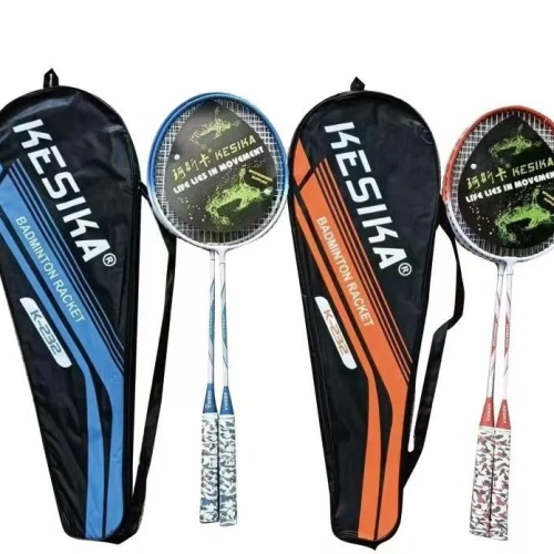 Бадминтон в наборе K-232, 3 предмета: 2 металлические ракетки 65 см, чехол,цвет: синий,оранжевый