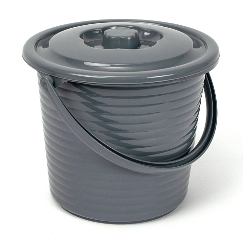 Ведро пищевое с крышкой рифленое RUNIS 5 л пластик, графит