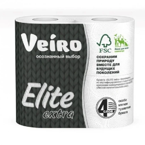 Бумага туалетная VEIRO Elite Extra 4 сл., 4 рул., белая