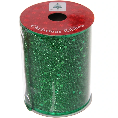 Лента для декорирования Мерцание 10 см, 2,7 м, Изумруд_7