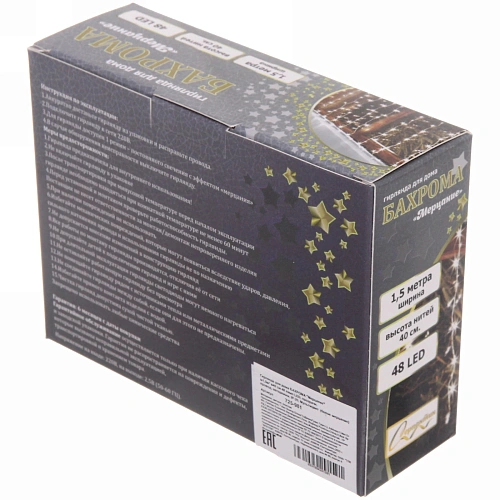 Гирлянда для дома БАХРОМА Мерцание ш1,5м в40 см 48 ламп LED, прозрачн провод, авторежим, IP-20, Мультицвет (белое мерцание)_6