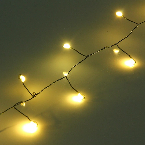 Гирлянда для дома НИТЬ Мишура-Капля 20 м 500 ламп LED, зеленый провод, постсвечение, IP-20, 220v,  Теплый белый_3