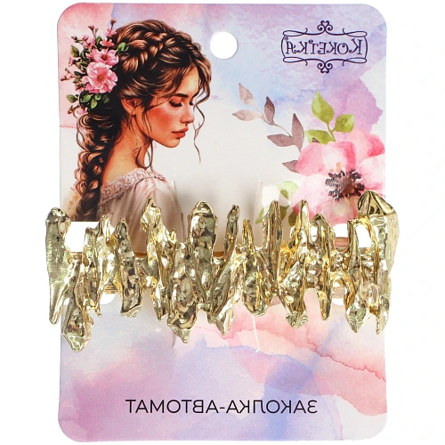 Заколка-автомат для волос AKS - DesignPRO, зиг-заг, цвет золото и хром, 6,52,5см_6