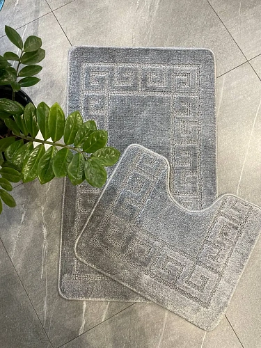 Комплект ковриков для ванной и туалета My Crystal 60*100 и 50*60 Афины,серый