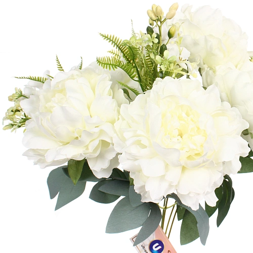 Искусственные цветы Пионовое наслаждение 46см 5 цветков белые_5