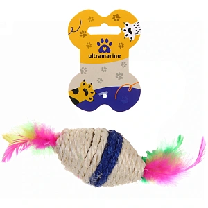 Игрушка для кошек "ИГРУЛИК", с перышками, 15см (блистер)