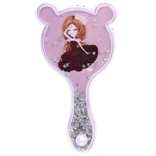 Расческа массажная детская ДЕВОЧКИ, блестки, микс 4 дизайна, 17,55,2см (пакет с подвесом)_5