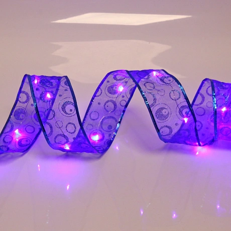 Гирлянда для дома ЛЕНТА ДЕКОРАТИВНАЯ  "Морозные узоры" 2,0 м, 6 см (на батарейках), Синий (подсветка сиреневый)