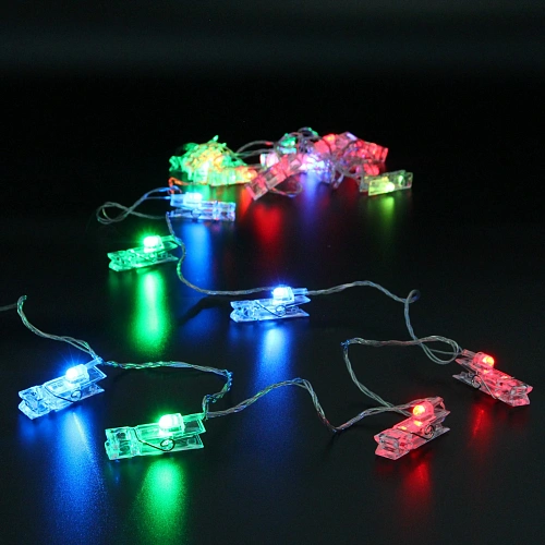 Гирлянда для дома   4,0 м 20 ламп LED с насадками ПРИЩЕПКА, прозрачпровод, IP-20, Мультицвет_28