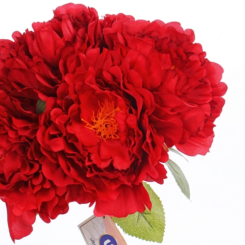 Искусственные цветы Пионы 28см букет 6 шт красные_5