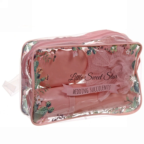 Набор банный дорожный 4шт Traveler - Cactus, (мочалка, футляр 2шт, расческа), микс три цвета, 211,356,5см,_7