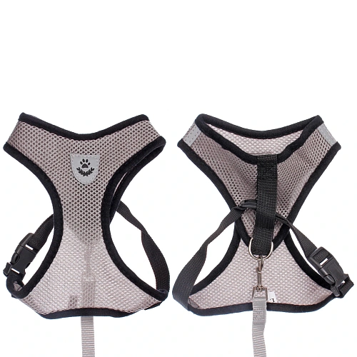 Шлейка с поводком 118см Sweet puppy размер L, цвет серый_3