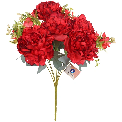 Искусственные цветы Пионовое наслаждение 46см 5 цветков красные_4