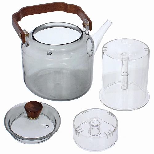 Чайник заварочный стеклянный 1000мл Хай-Тек с двойным ситом_8