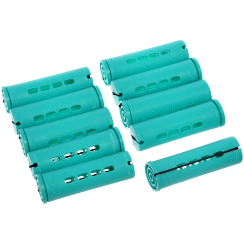 Бигуди-коклюшки 10шт с фиксирующими резинками "VOLNA", цвет мятный, d-2,5см (пакет с подвесом)