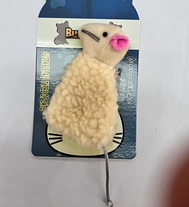 Игрушка для кошек мягкая "Мышка", с внутр. кармашком на липучке, 11*6,5*2см