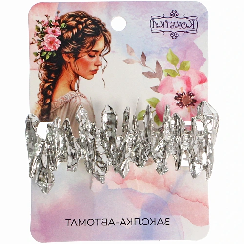 Заколка-автомат для волос AKS - DesignPRO, зиг-заг, цвет золото и хром, 6,52,5см_5