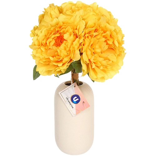Искусственные цветы Пионы 28см букет 6 шт желтые_6