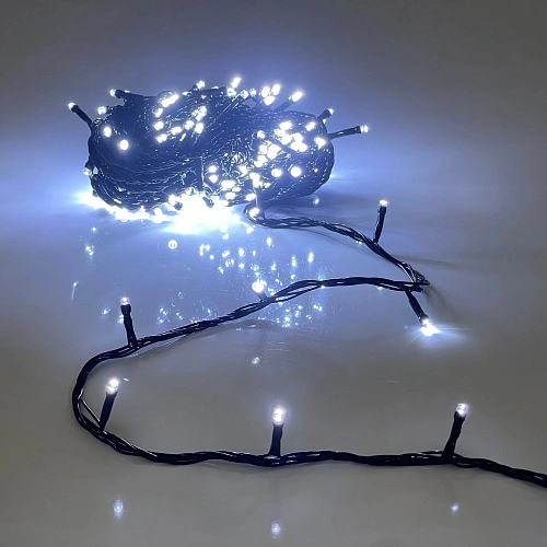 Гирлянда для улицы 11м 120 ламп LED чёрный провод, 8 реж, IP-54, Белый (возможность соединения)