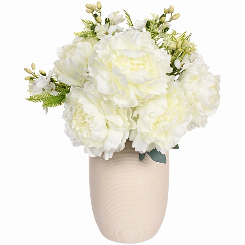 Искусственные цветы Пионовое наслаждение 46см 5 цветков белые_6