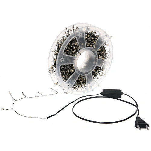 Гирлянда для дома НИТЬ Мишура-Капля 40 м 1000 ламп LED, зеленый провод, постсвечение, IP-20, 220v, Теплый белый_4