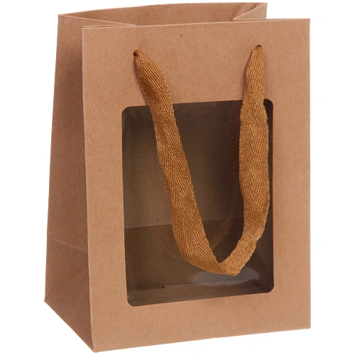 Пакет для цветов и подарков "Искренний подарок" 15*10*20 см, коричневый