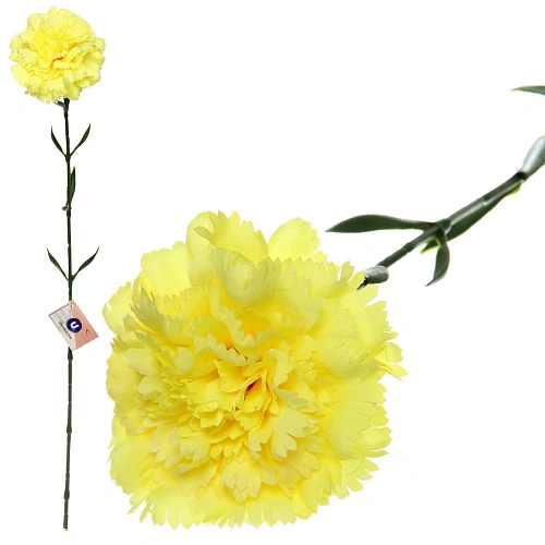 Цветок искусственный "Гвоздика" 68см желтая