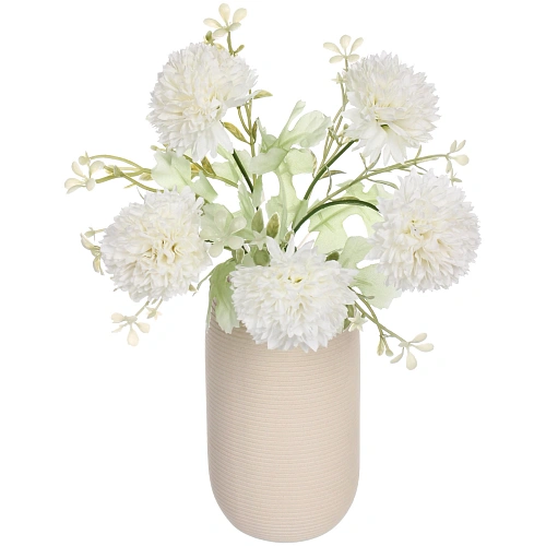 Искусственные цветы Букет хризантем 25см 5 цветков белые_5