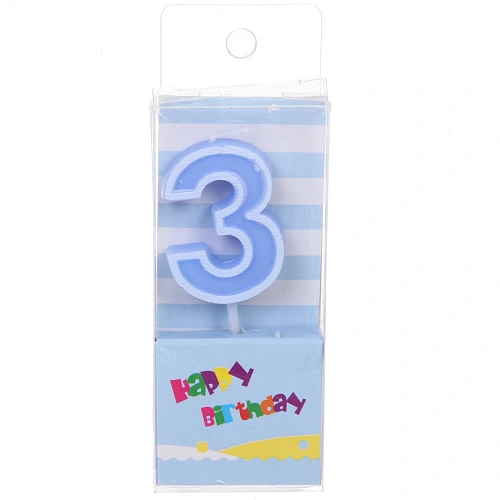 Свеча для торта Цифра Яркий праздник "3" 7,5 см