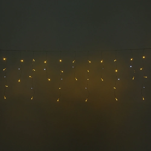 Гирлянда для дома БАХРОМА Мерцание ш1,5м в3050 см 48 ламп LED, прозрачнпров, авторежим, IP-20, Теплый белыйБелое мерцание_1