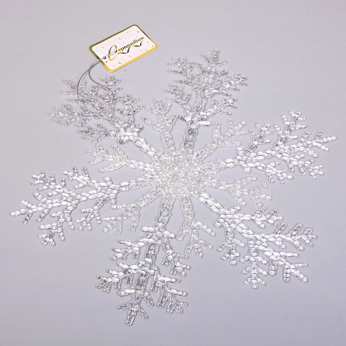 Подвеска новогодняя Сияющая снежинка 32 см, Белый_6