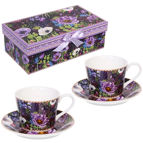 Кофейный набор 4 предмета "Цветочный сад" (2 кружи 120мл+2 блюдца)