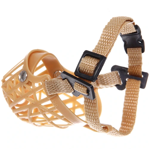 Намордник гуманный из гибкого пластика Мой Бро, цвет светло - бежевый, №1 (лейбл)_10