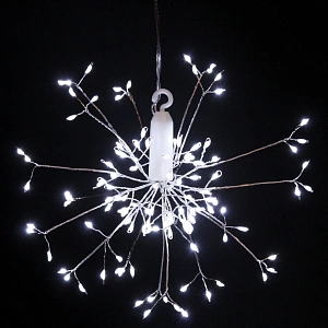 Гирлянда для дома на батарейках "Разряд молнии" 120 ламп LED, d - 20 см, 2 реж.,IP-20, (3хАА), Белый