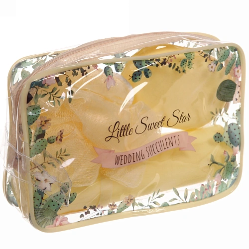 Набор банный дорожный 4шт Traveler - Cactus, (мочалка, футляр 2шт, расческа), микс три цвета, 211,356,5см,_9